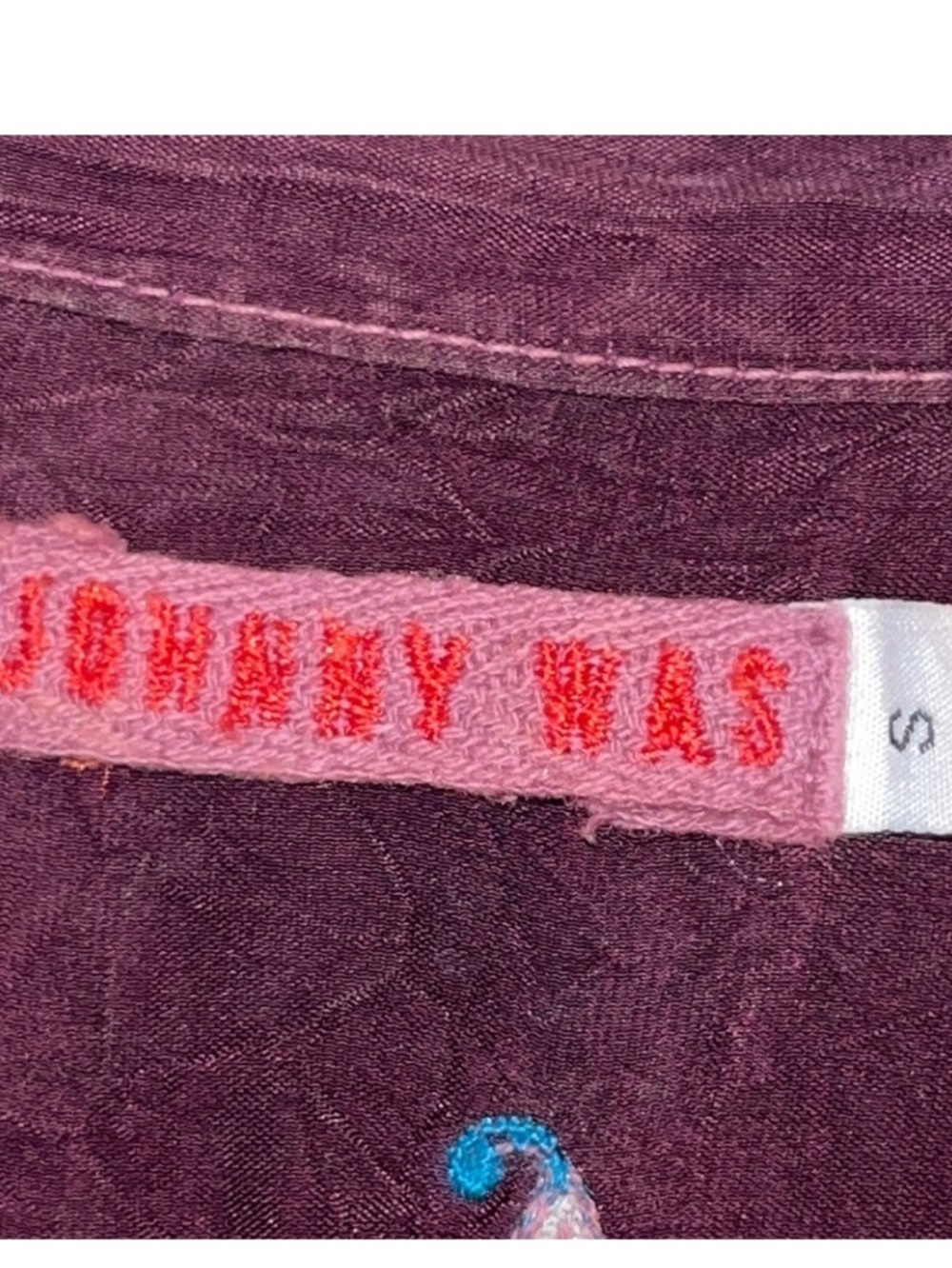 Johnny Was Eggplant Purple Floral Embroidered Tunic Top Oversized Size S - Picture 5 of 5